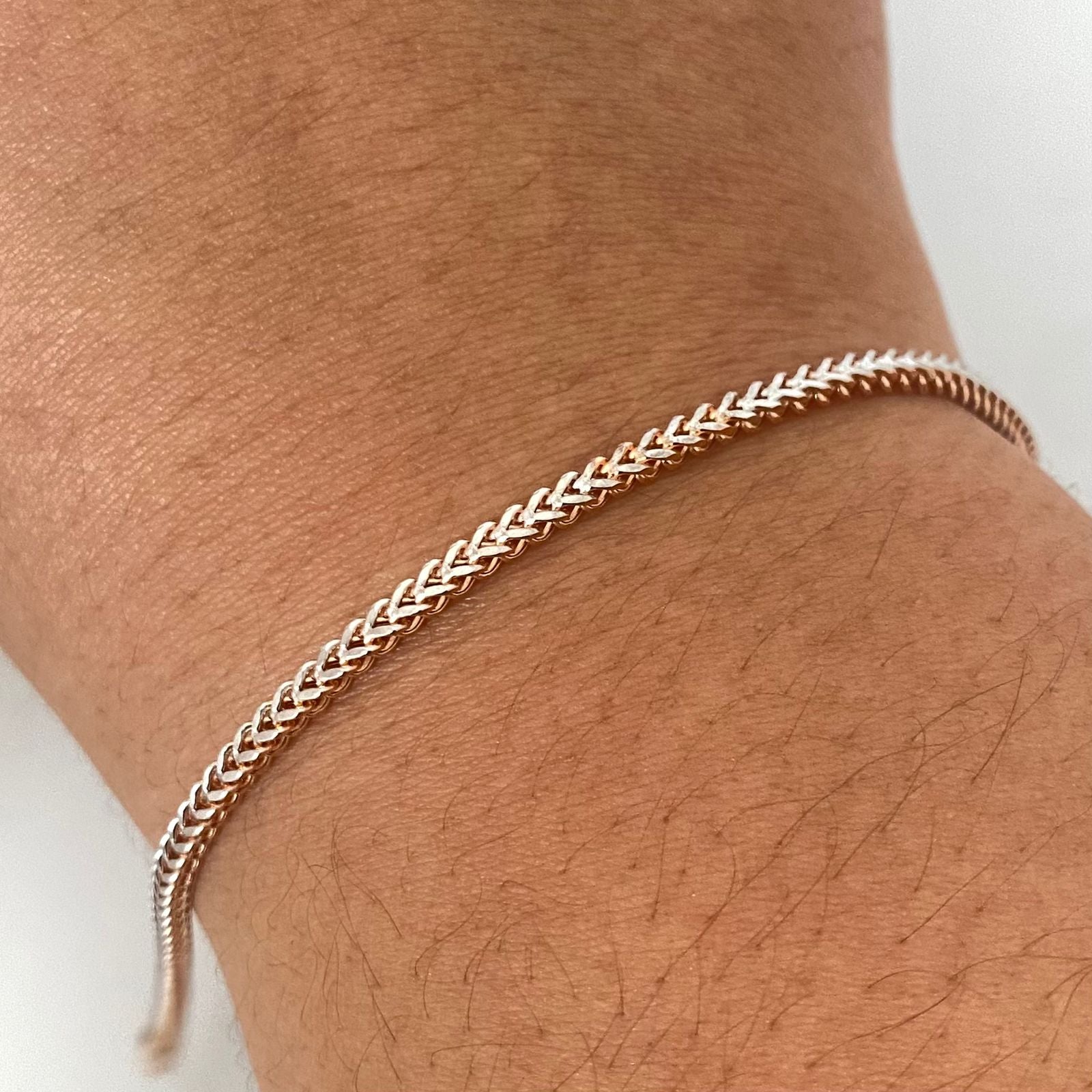 Pulso It franco Oro blanco y Oro rosa 18k +1 / 3,35 Gr / 2,2 mm / 20 Cm